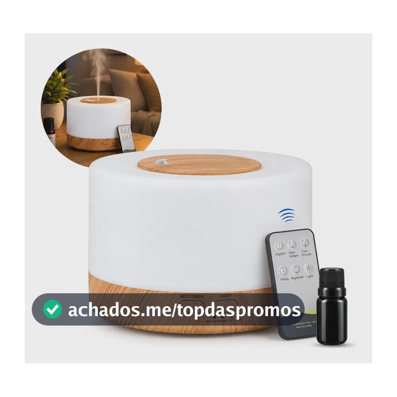 Difusor Aromatizador Umidificador De 300ml + Essência Brinde Palha 127/220v