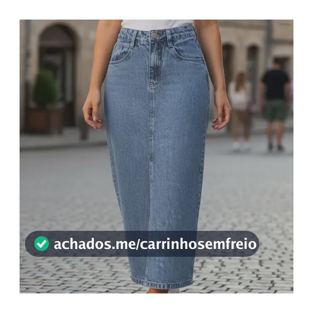 Saia Jeans Longa Midi Feminina Cintura Alta Com Fenda