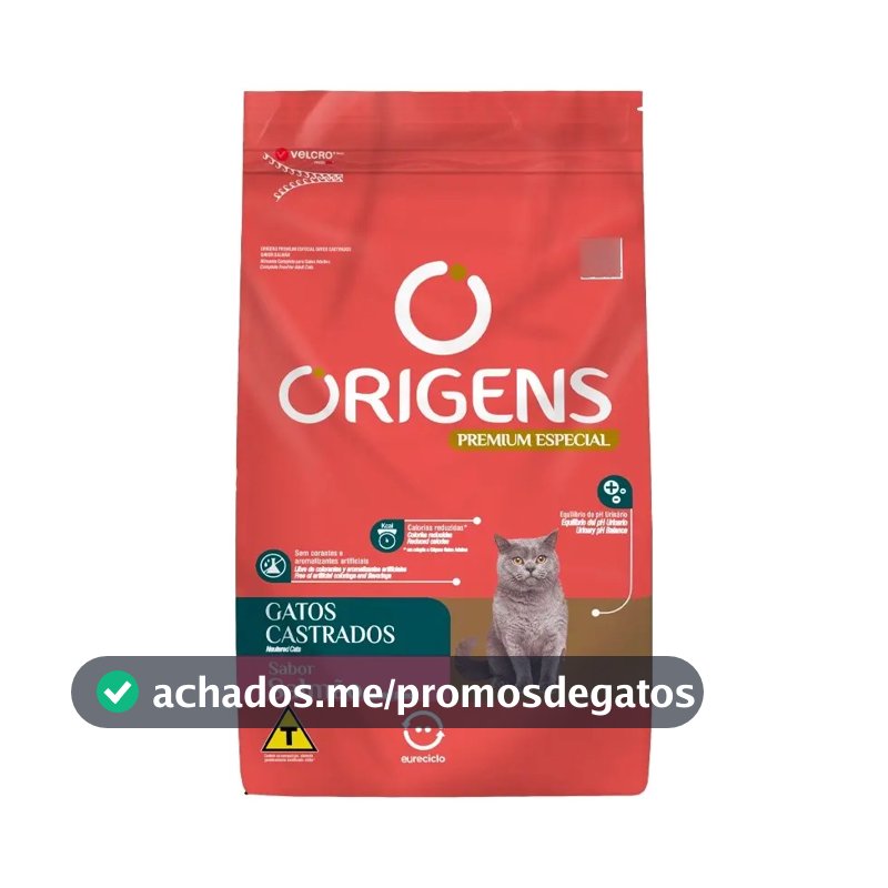 Alimento Origens Premium Especial Gato Adulto castrado todos os tamanhos sabor salmão de 10 kg