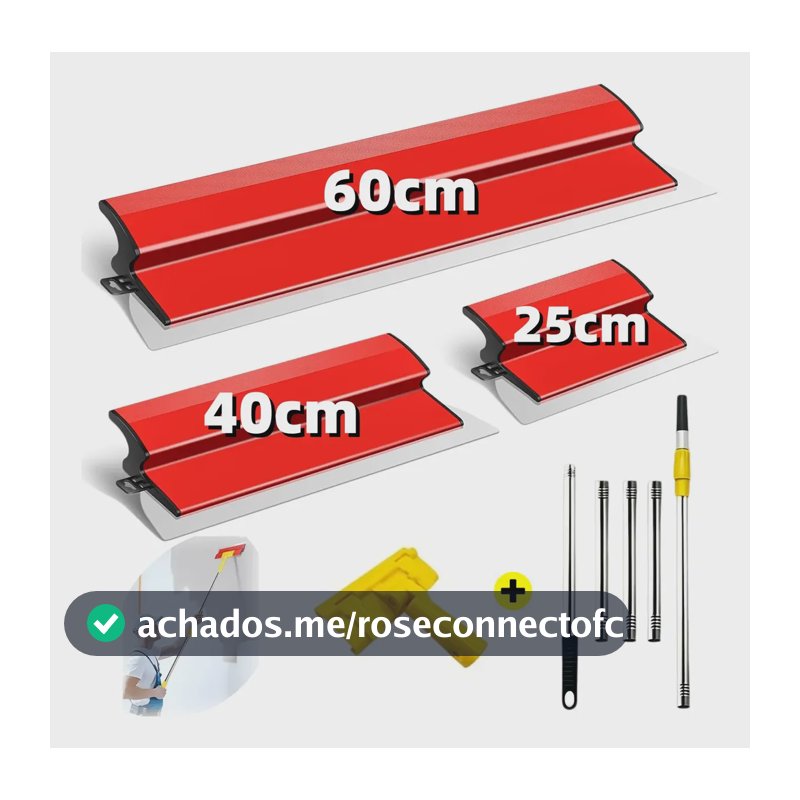 Kit 3 Desempenadeiras Inox 25/40/60cm Suporte Extensor 1,6m