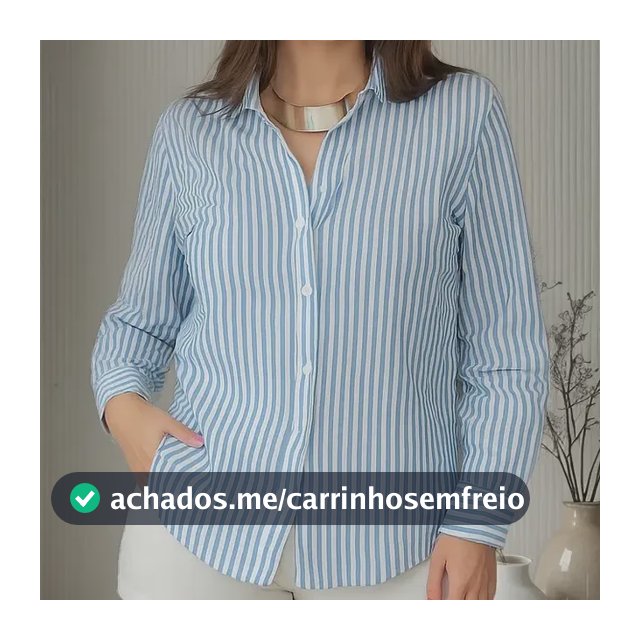 Camisa Social Feminina Listrada Blusa Listras Tendência Giz