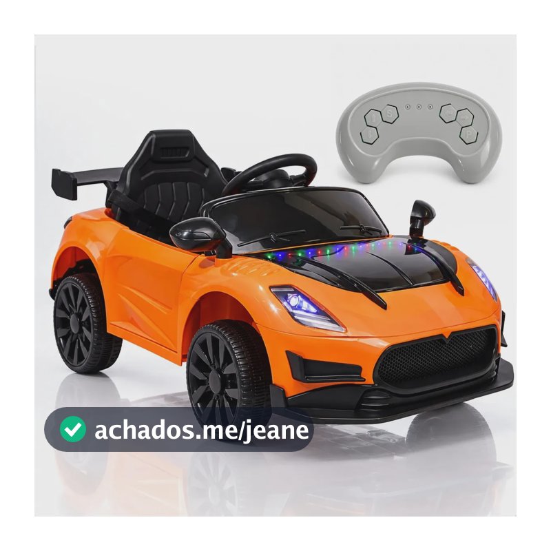 Carro Elétrico Infantil 6v Esportivo Controle Remoto Luz Som Laranja