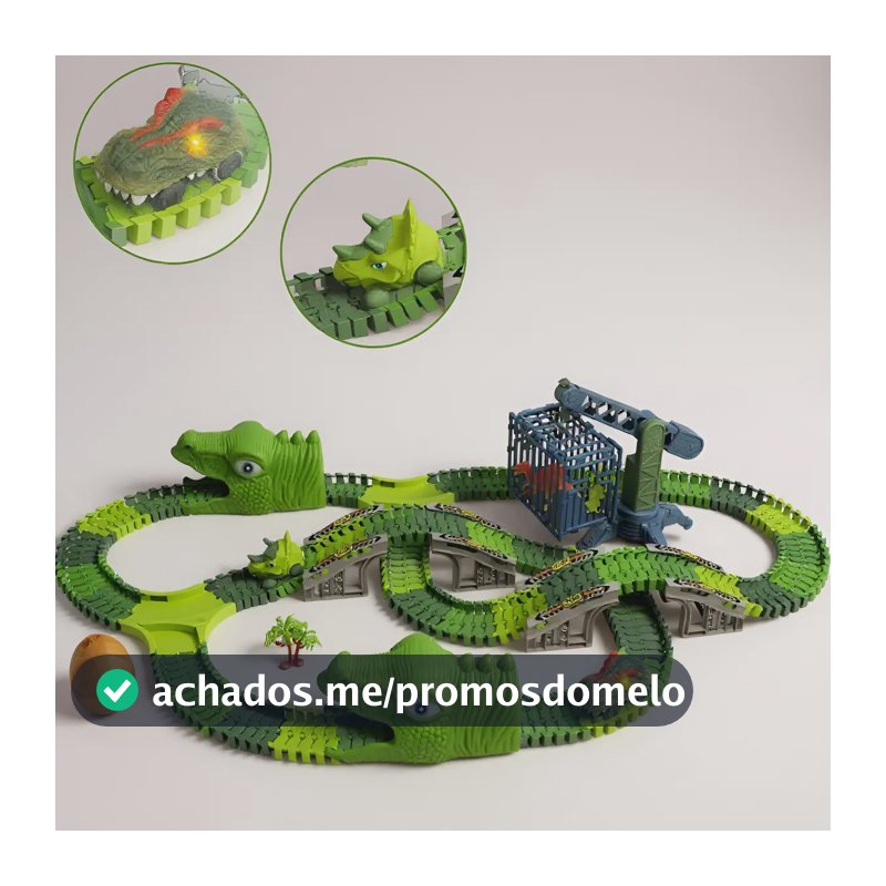 Pista De Carrinho Dinossauro Com Luz 277 Peças Brinquedo Verde