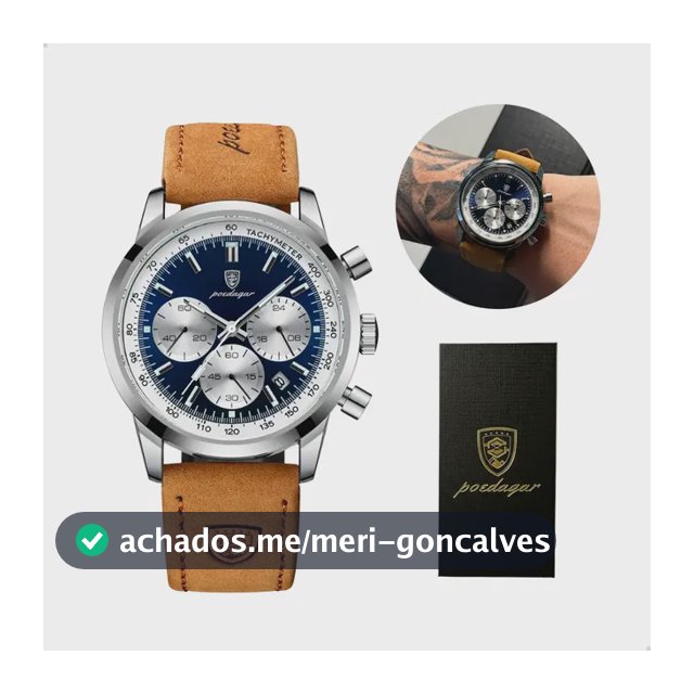 Relógio Luxo Poedagar Masculino Pulseira Em Couro Funcional