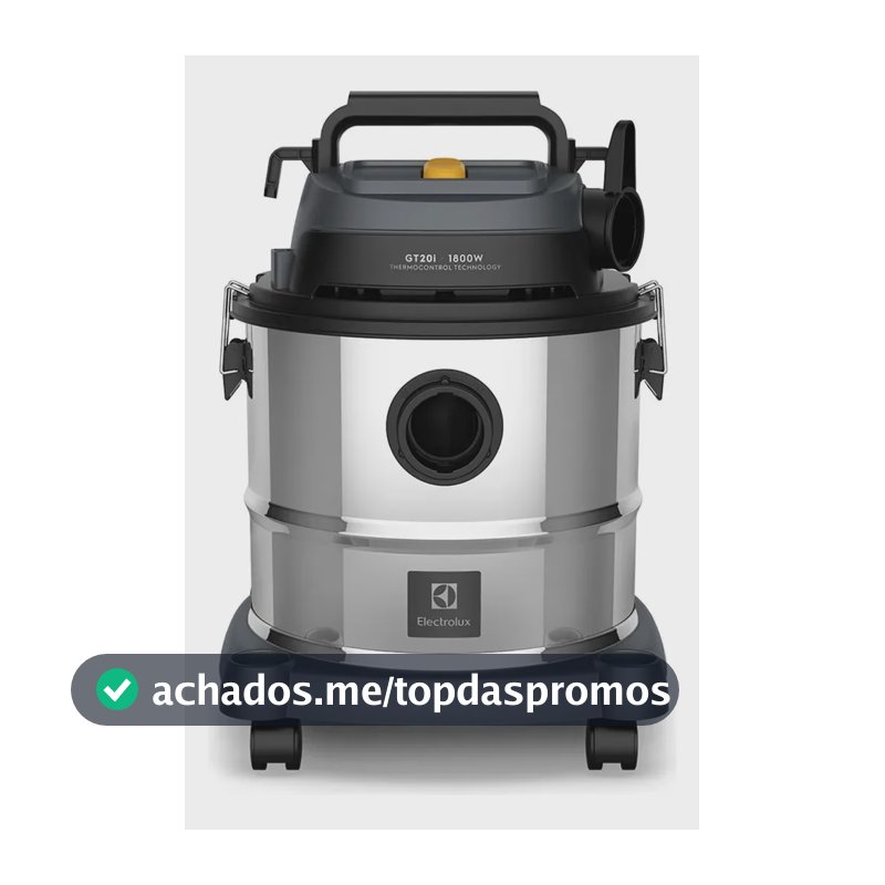 Aspirador Pó e Água Electrolux função Sopro Compacto Líquidos Químicos Inox 1800W 20L total 15L útil protetor térmico GT20i
