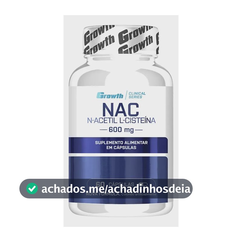 (nac) N-acetil L-cisteina 60 Cápsulas Growth Supplements Sem Sabor