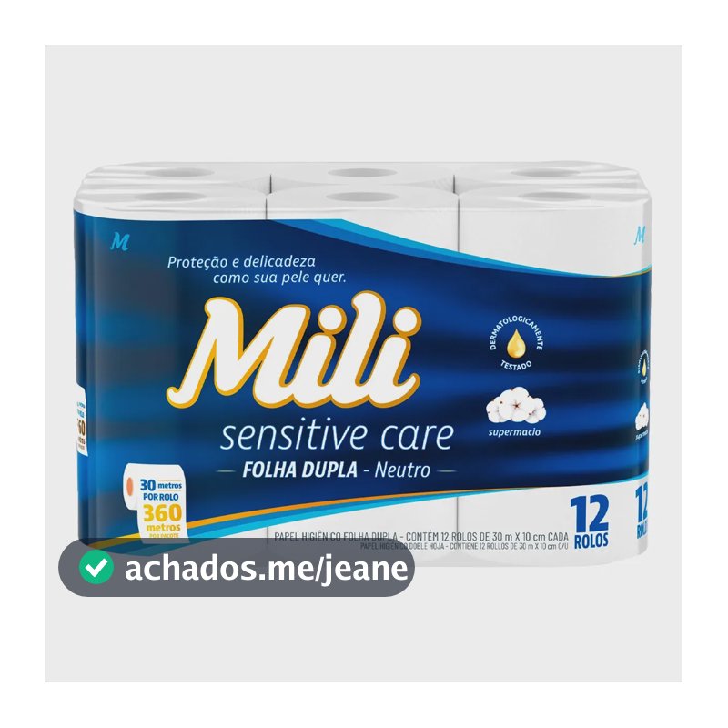 Papel Higiênico Sensitive Care Folha Dupla 12 Rolos Mili