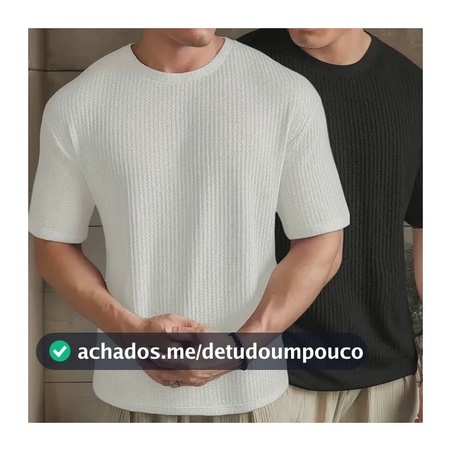 Camisa Masculina Kit 2 Texturizada Quadradinhos Oversized