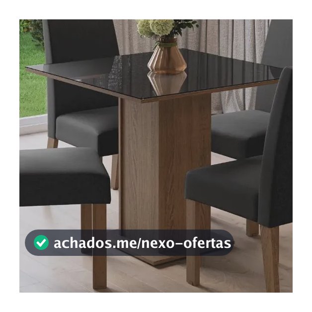Sala De Jantar Tampo De Vidro 4 Cadeiras R/p/o Sines Madesa Marrom