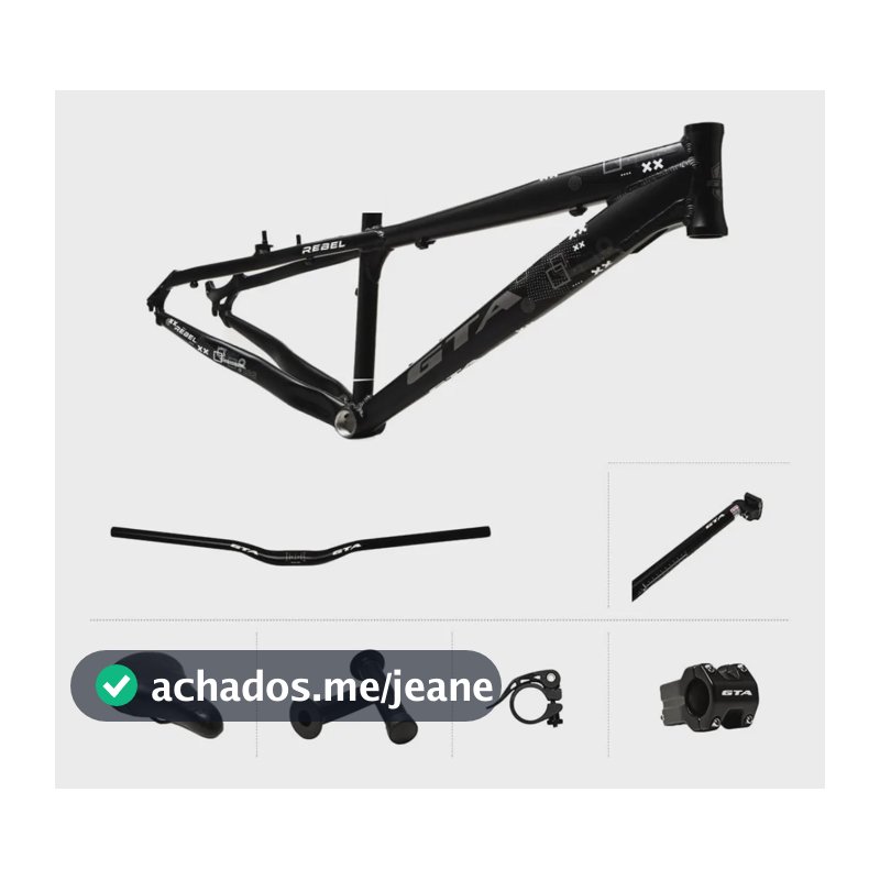 Quadro Bike 26 Gta Rebel Freeride Grau Kit Completo Preto Único