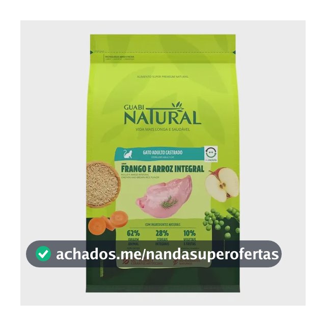 Ração Guabi Natural Gatos Castrados Frango Arros 7,5kg