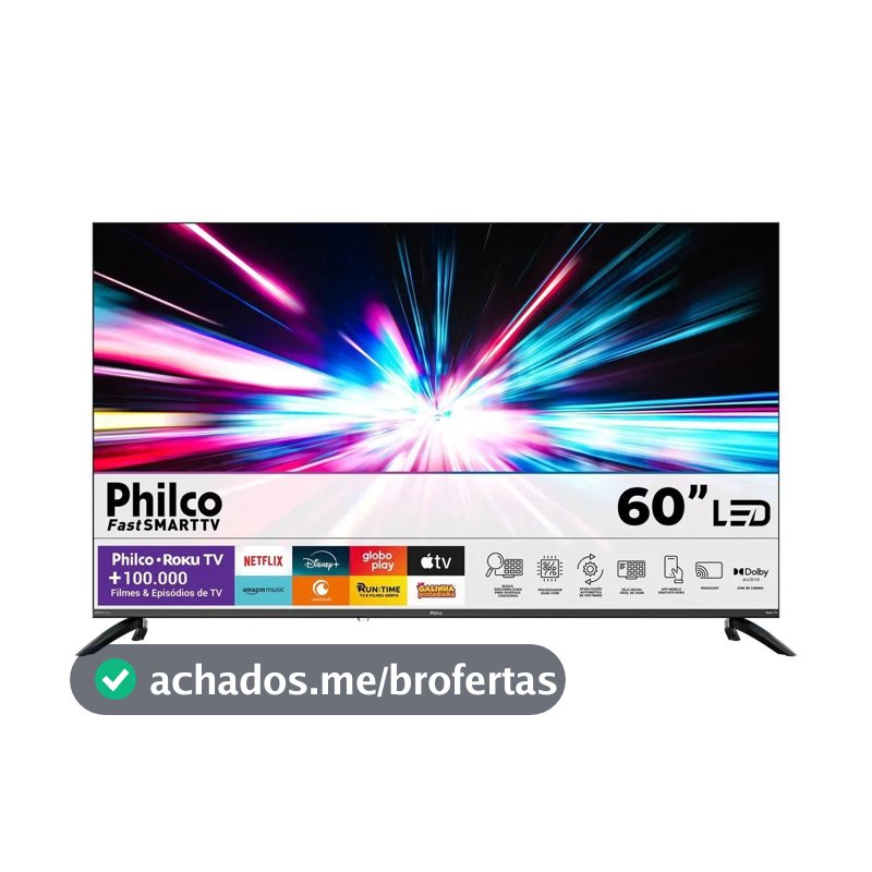 Smart TV Philco 60" P60VIK 4K UHD LED Roku Dolby Audio Wi-Fi HDR10