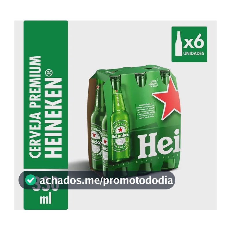 Cerveja Heineken Premium Garrafa 6 Long Neck 330ml