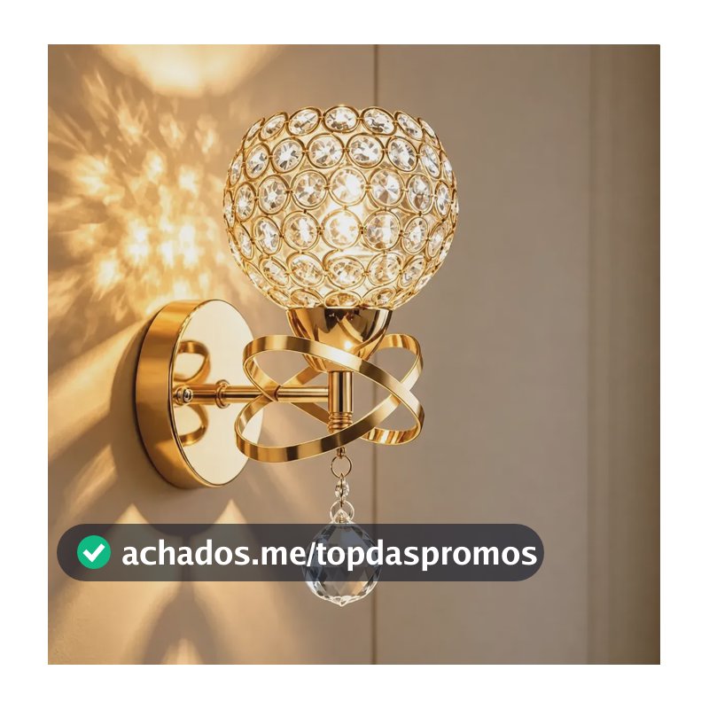Arandela Luminária De Parede Esfera De Cristal Moderna E27 110v-/220v Dourado