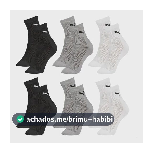 Kit 6 Pares Meias Puma Cano Médio Esportiva Algodão Original