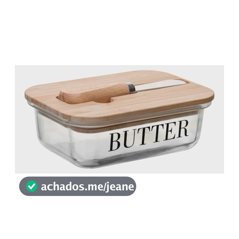Manteigueira de Vidro com Espátula e Tampa de Bambu Wolff 15cm x 11cm