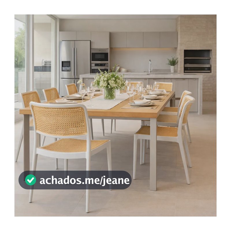 4 Cadeiras De Jantar E Cozinha Bali Tela Rattan Empilhável Bali Rattan Branco Nude