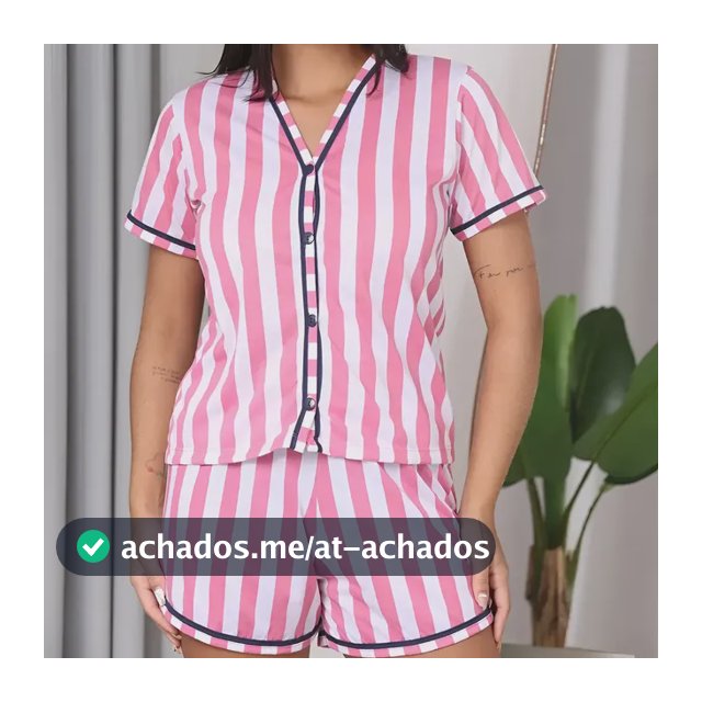 Pijama Feminino Blogueira Amamentação Com Botões Baby Doll Listrado P