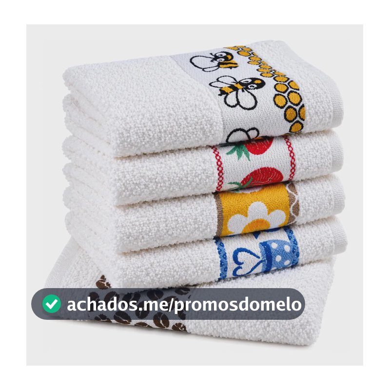 Pano de Prato Atoalhado Atacado Laune Gourmet Kit com 5 peças cor Branco Desenho Sortidos Laune Haus