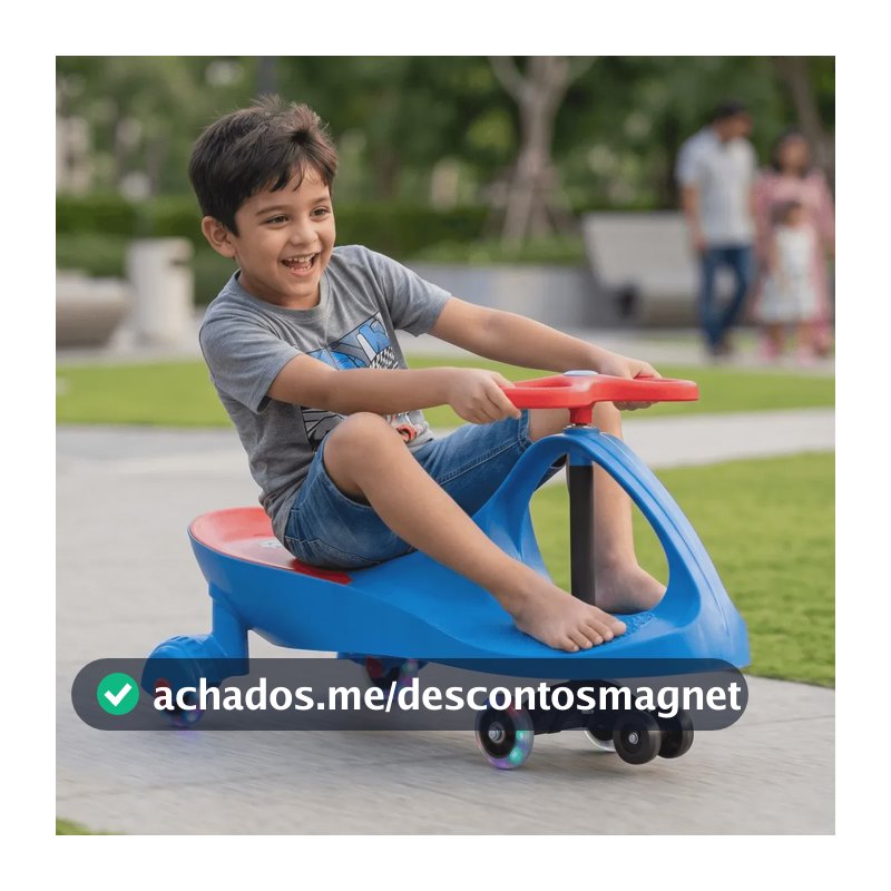 Carrinho Rolimã Car Drift Infantil Volante Gira 360° Triciclo Com Roda Led Colorido Cor Azul JustFun Brinquedos