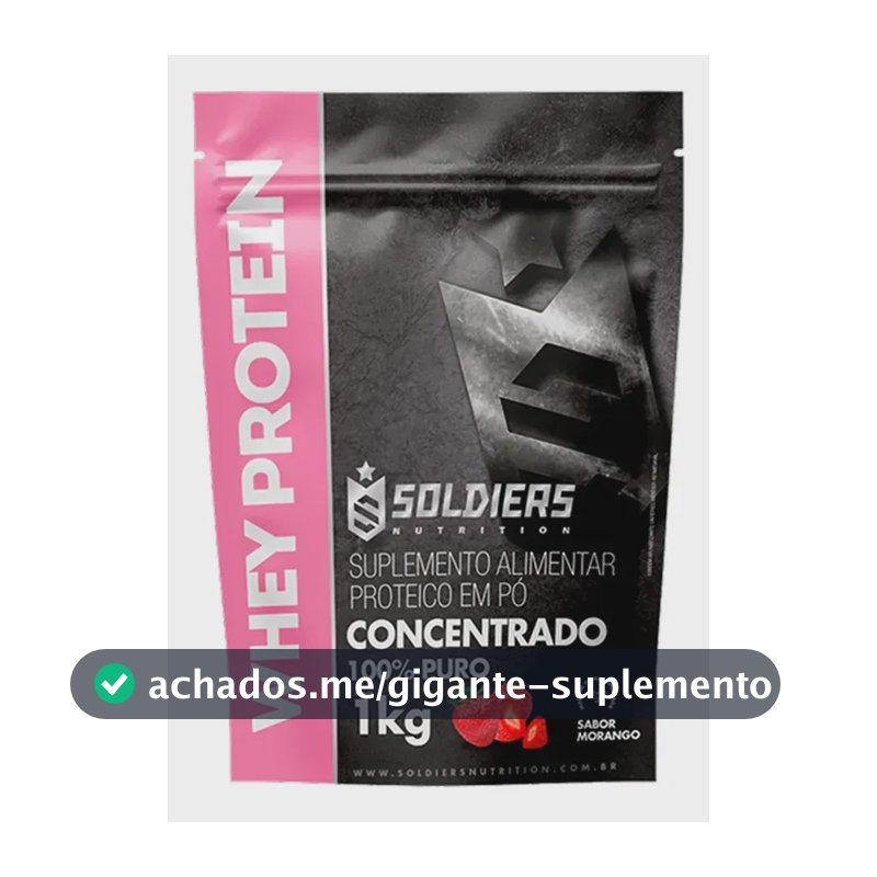 Whey Protein Concentrado 1Kg Sabor Morango Soldiers Nutrition