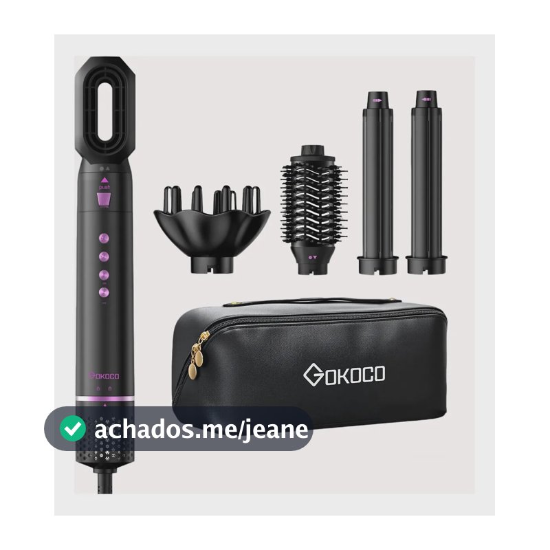 Secador De Cabelo Gd031 Com 5 Em 1 Escova Hot Air Styler Preto