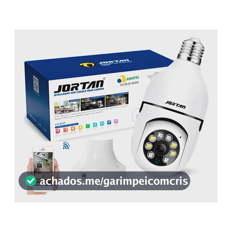 Câmera Lâmpada Segurança Inteligente Visão Noturna Hd Wifi Cor Branco