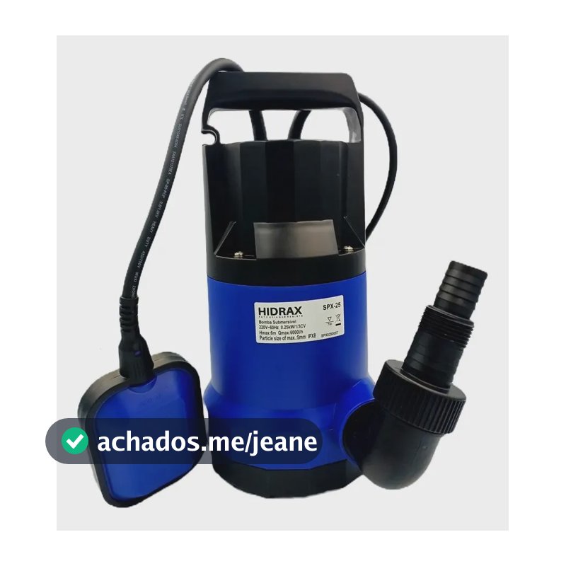 Bomba Submersa 1/3 Cv Para Água Suja E Limpa Spx-25 Hidrax Cor Azul