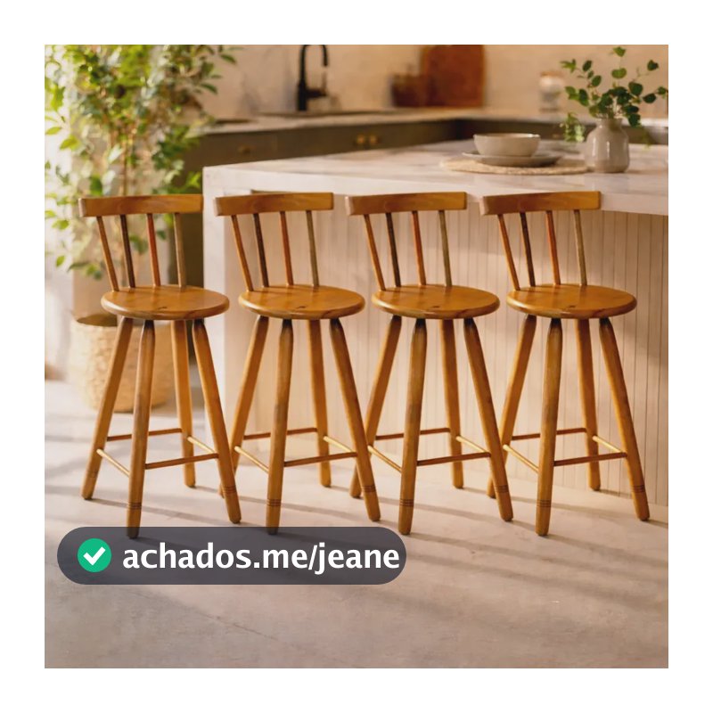 Kit 4 Banqueta Alta Mcrústico Com Encosto Madeira Maciça Tamborete Banco Alto Para Cozinha Bar Balcão Ilha Área Gourmet Resistente Reforçado Com Pintura Em Verniz