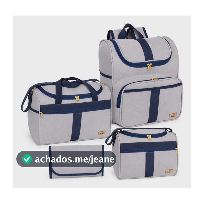 Kit Bolsas Maternidade 4 Peças Bege Neutro - Harmonia Azul-marinho