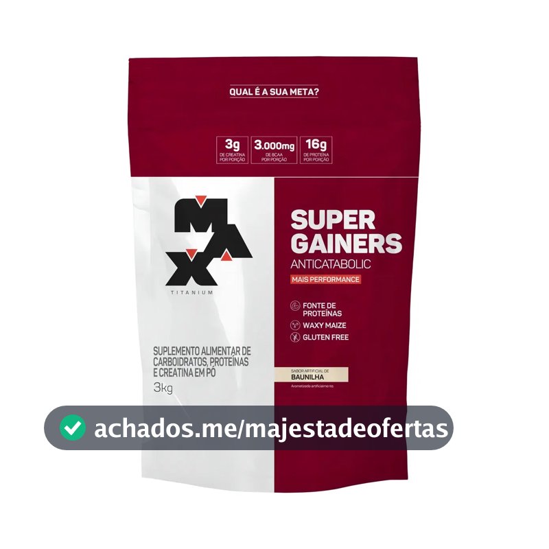 Hipercalórico 3kg Super Gainers Max Titanium Baunilha Alto Valor Calórico
