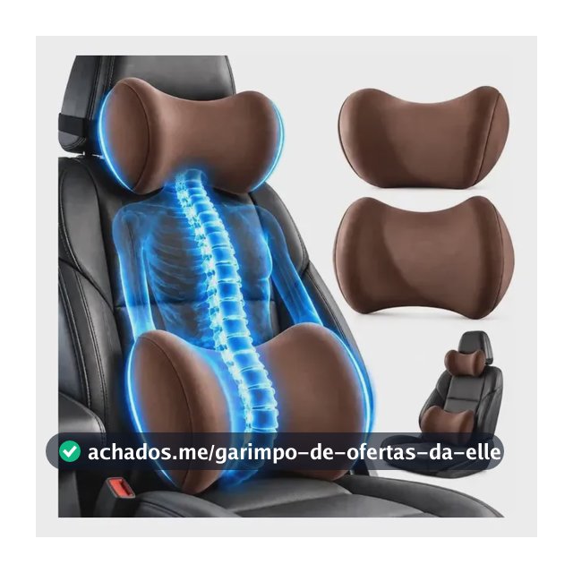 Kit Conjunto Almofada Pescoço + Encosto Lombar Carro Assento