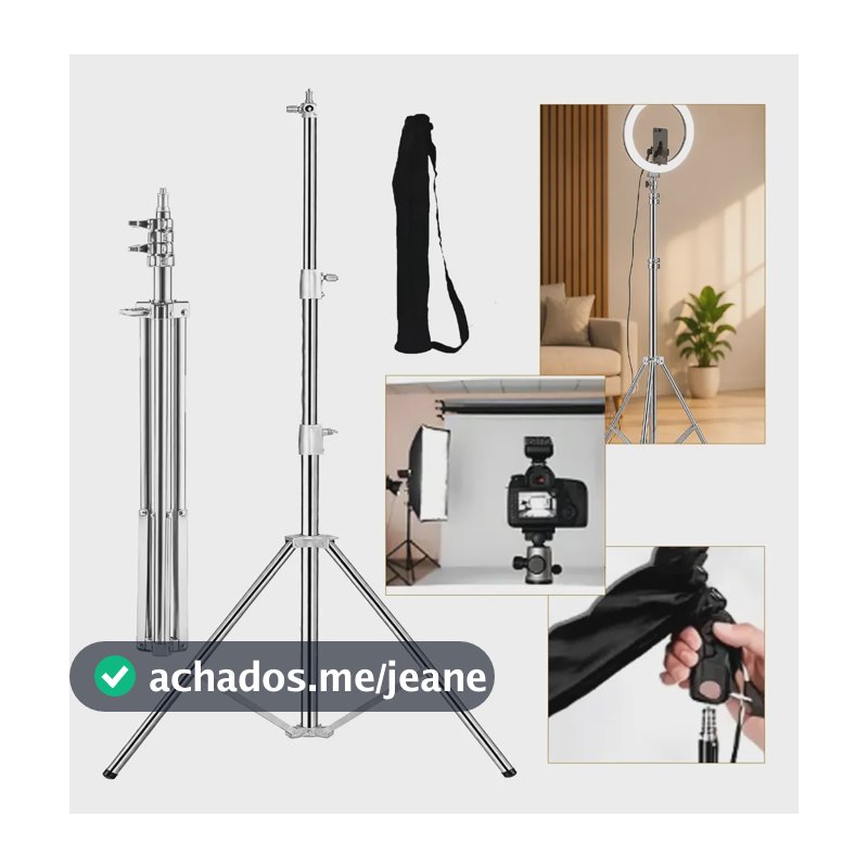 Tripé Profissional Aço Inox 2,8m Para Estúdio Foto E Vídeo Modelo Reforçado