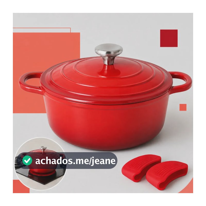 Caçarola Panela Cerâmica Indução 24cm Ferro Fundido 4,7l Vermelho