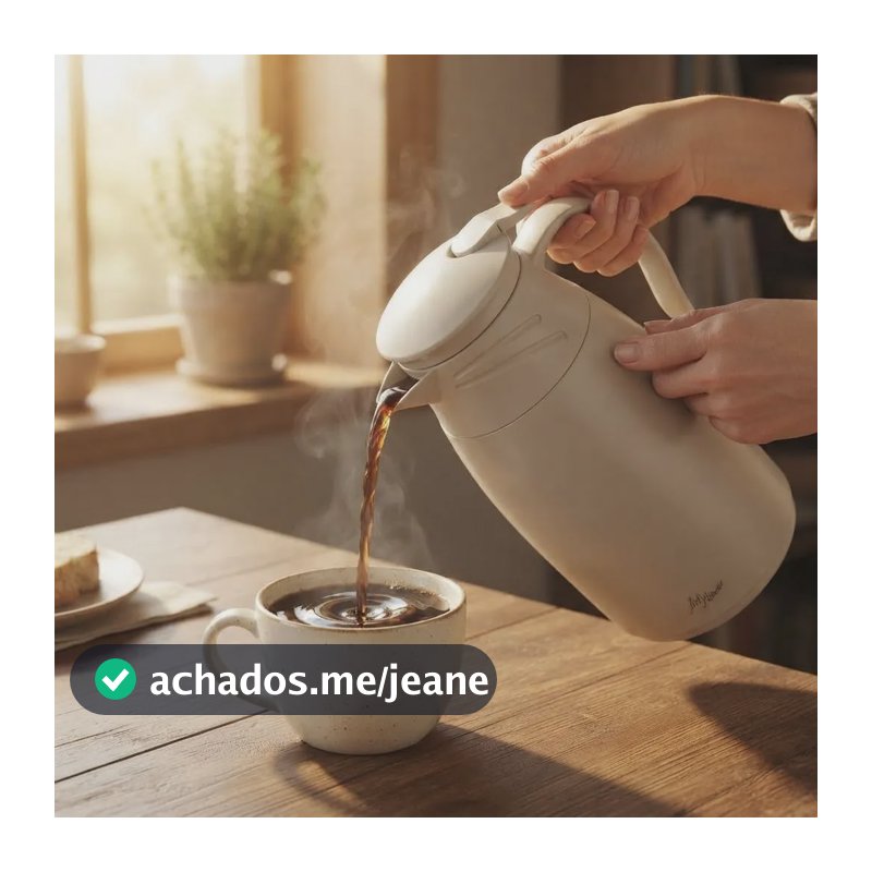 Garrafa Térmica 1 Litro Bule Bege Nude Bonita Mesa Café Chá Bege Lisa Nude