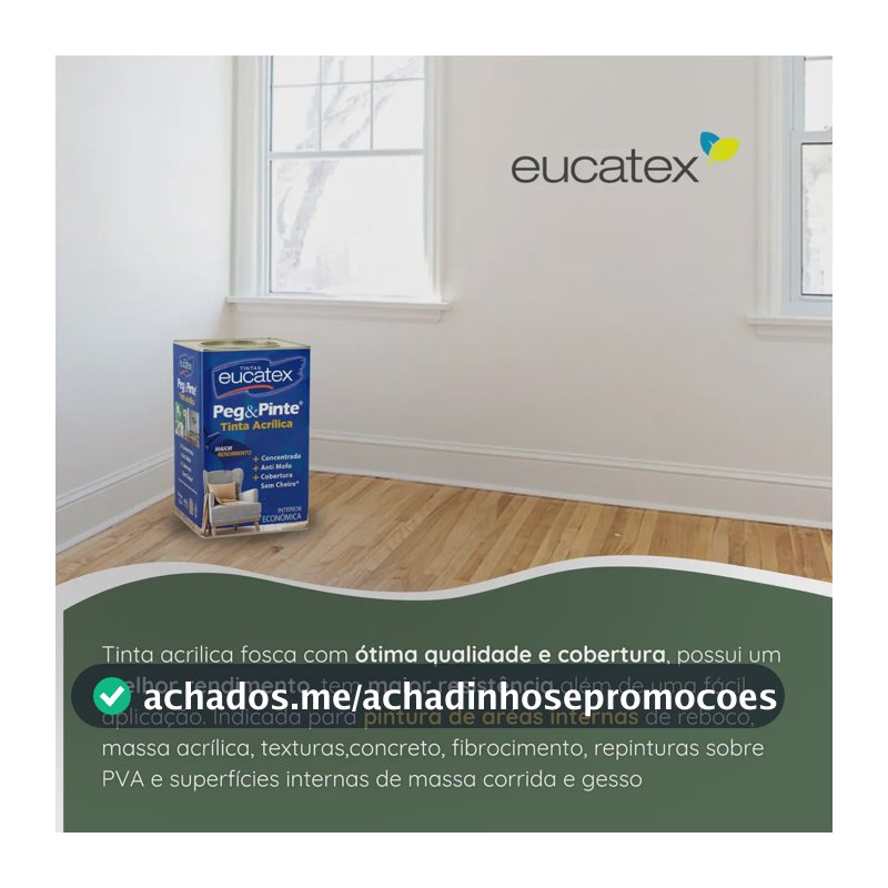 Tinta Eucatex Acrílica Peg Pinte Anti-mofo 18l - Cores Acabamento Fosco Cor Branco