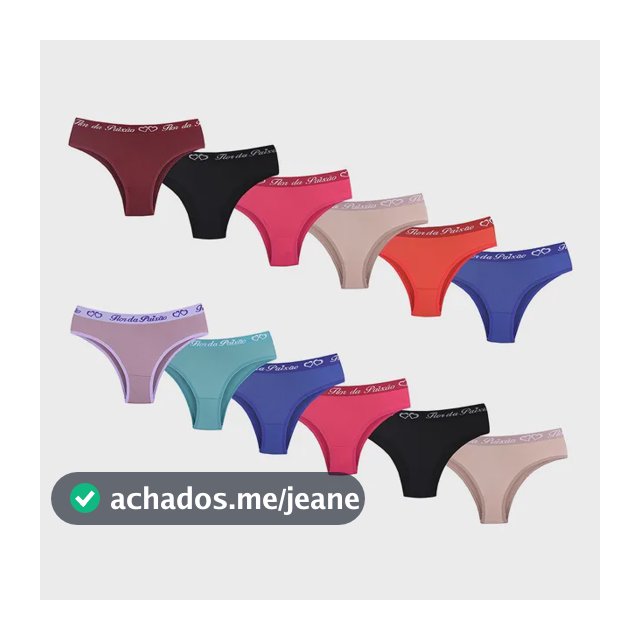 Kit 10 Calcinhas Liso Tanga Cotton Premium Flor