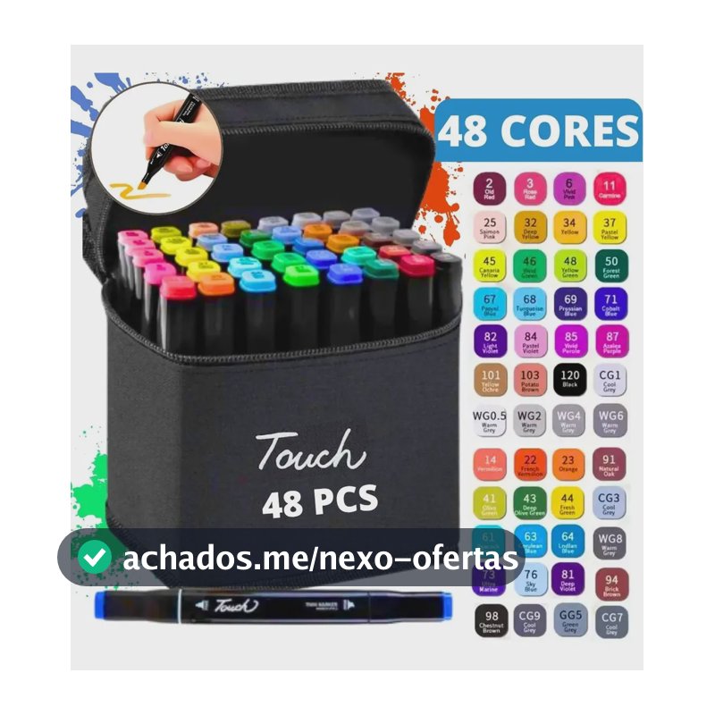 Kit Canetinhas 48 Cores Bobbie Goods Ponta Dupla Colorir Colorido