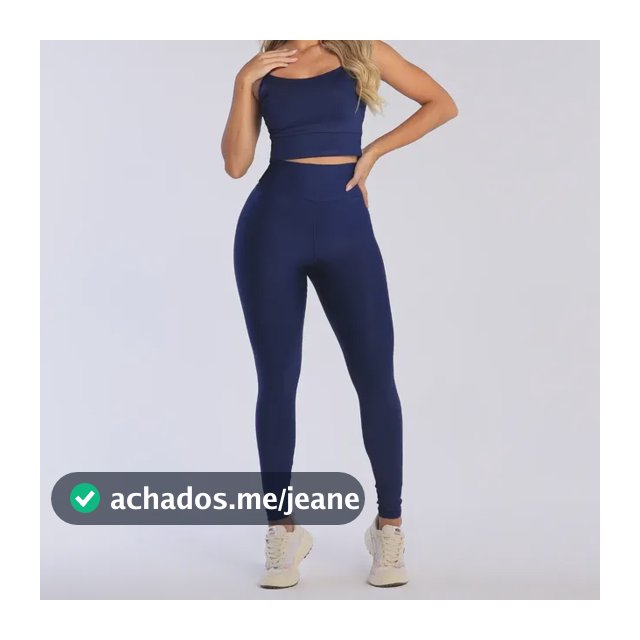 Conjunto Legging E Top Fitness Cintura Alta Roupa Academia Azul-marinho M