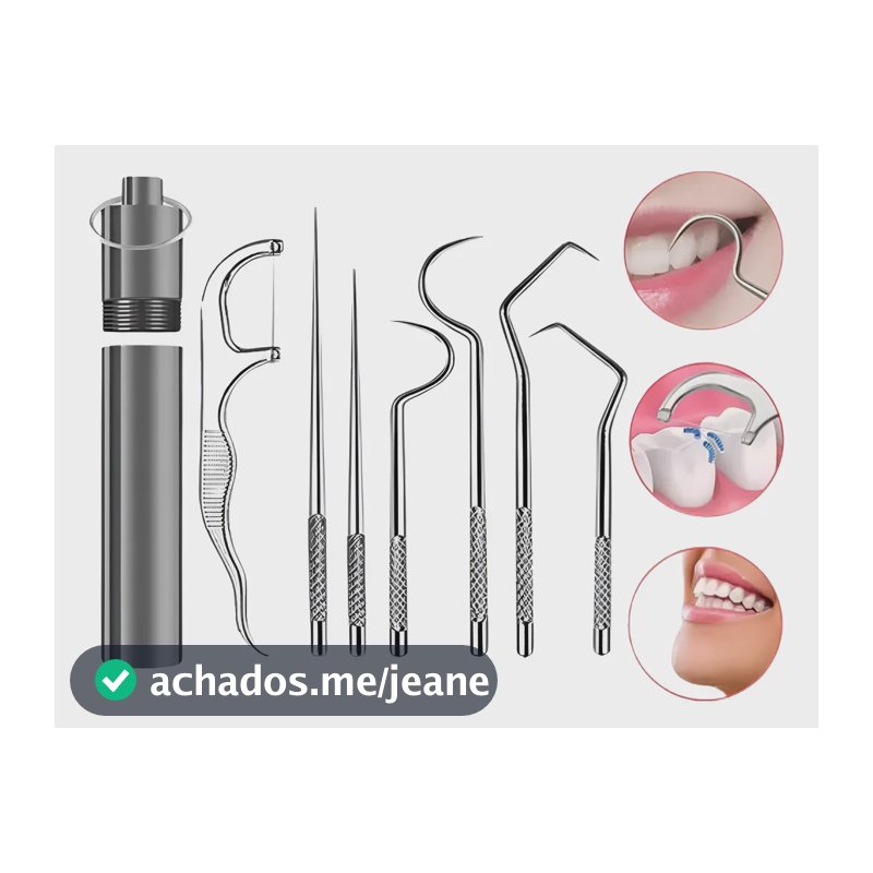 Kit Limpeza Dentária Removedor Tártaros Instrumento Dental Prateado