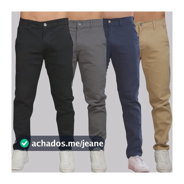 Kit 4 Calça Sarja Masculina Calca Masculino C/lycra Elastano