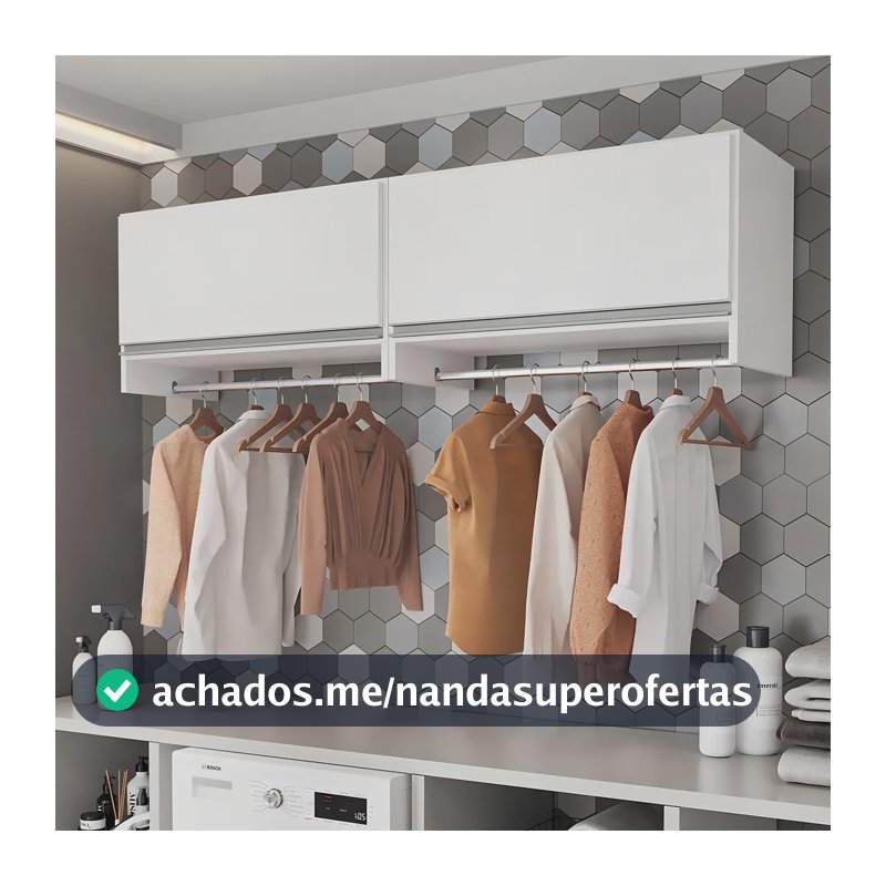 Armário Multiuso Aéreo Cabideiro Grécia Branco - Lyam Decor