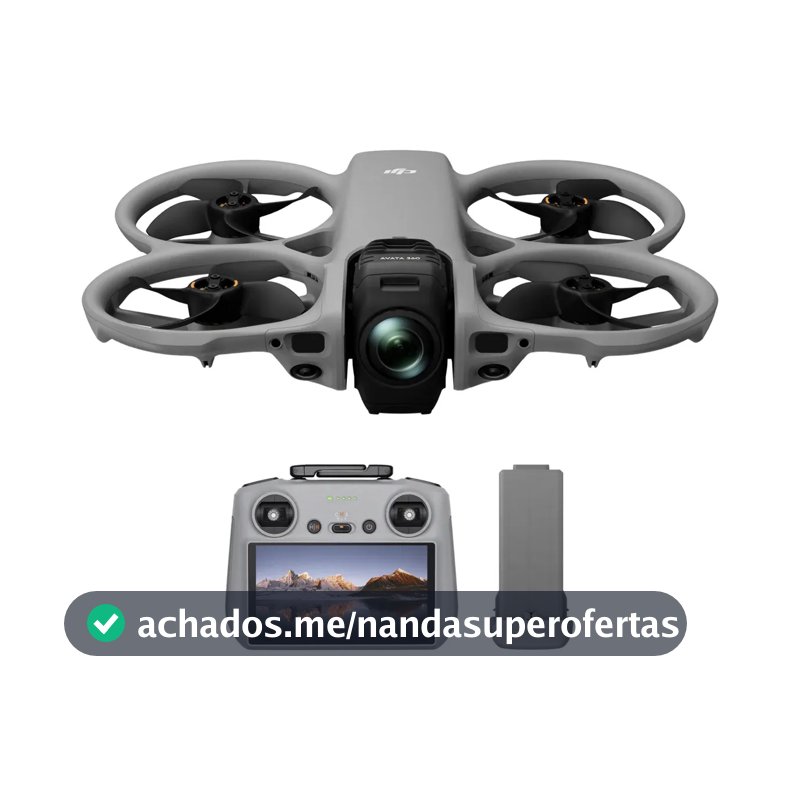 DJI Avata 360 (RC 2), Drone com Câmera FPV de 1 Polegada com Imagem 8K 360°, Protetor de Hélices, RC 2 com Tela Integrada para Controle Preciso - DJI076