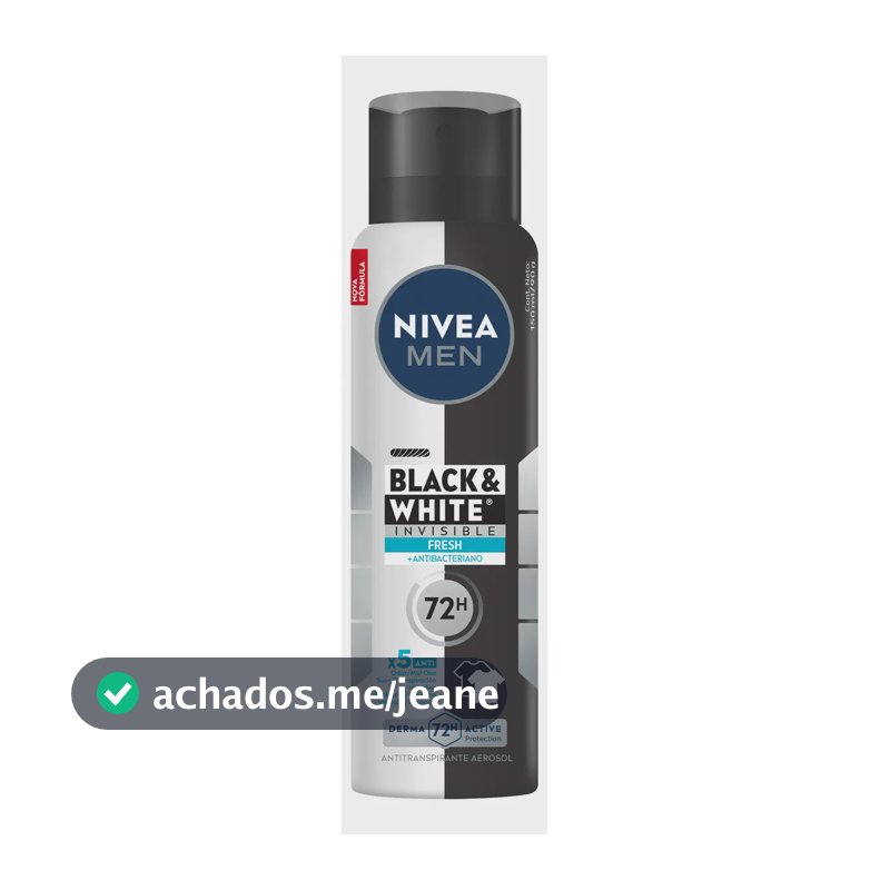 NIVEA MEN Desodorante Antitranspirante Aerossol Black & White INVISIBLE Fresh 150ml, Proteção 72h, Contra Suor e Odor, Antibacteriano, Anti-manchas