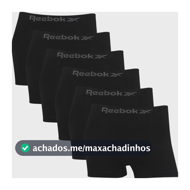 Kit 6 Cuecas Reebok Boxer Microfibra Classic Masculina