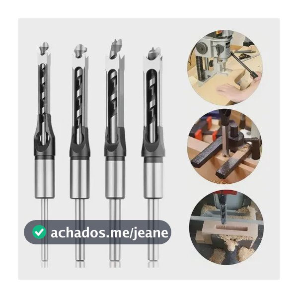 Kit Brocas Para Furo Quadrado Em Madeira 4 Peças Carpintaria