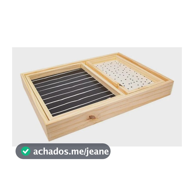Trio de Bandejas Retangulares de Pinus Uatt? Natural Colors para Café e Decoração