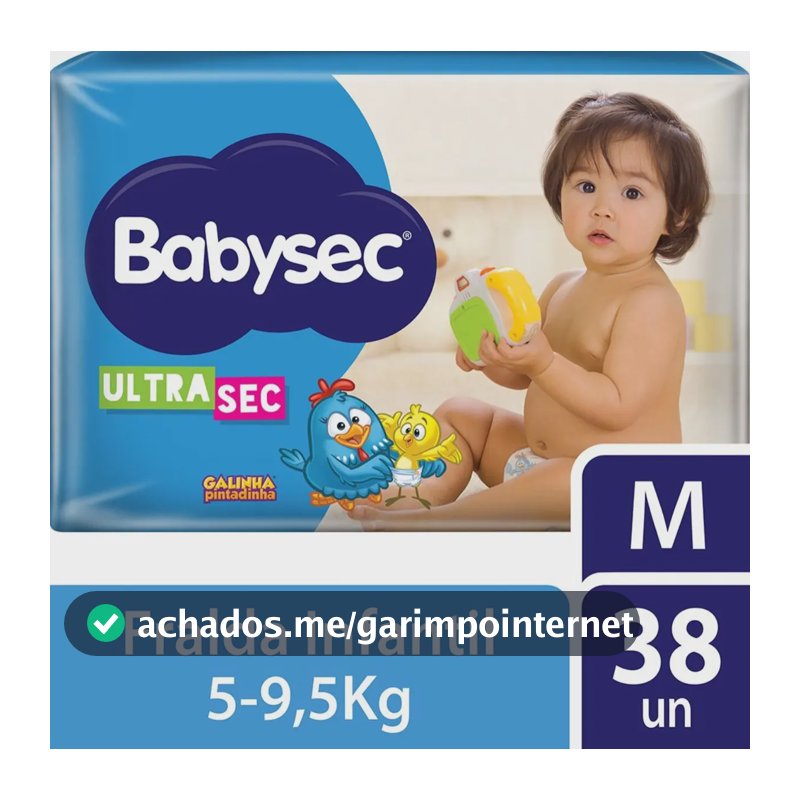 Fralda Babysec Ultrasec Galinha Pintadinha M 38 Un até 12 h