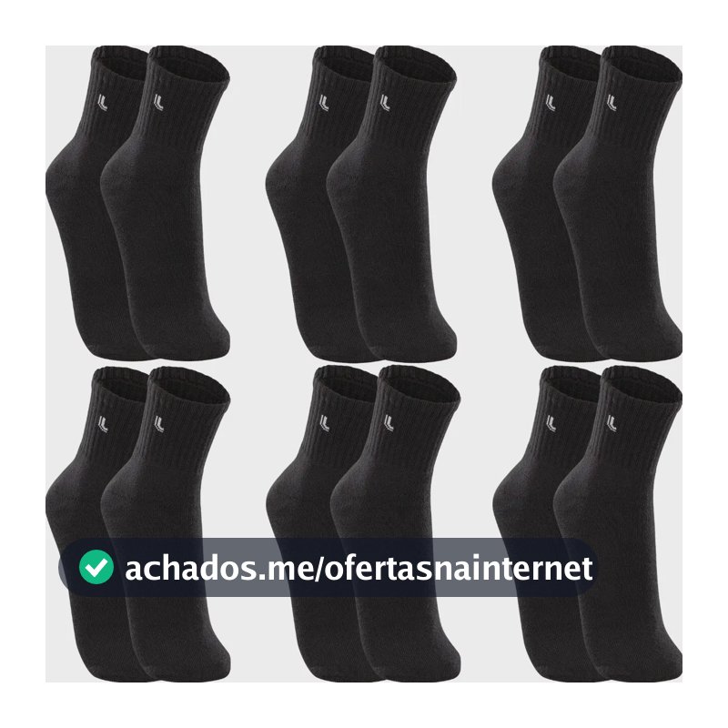 Kit 6 Pares Meias Lupo Cano Médio Esportivas Academia