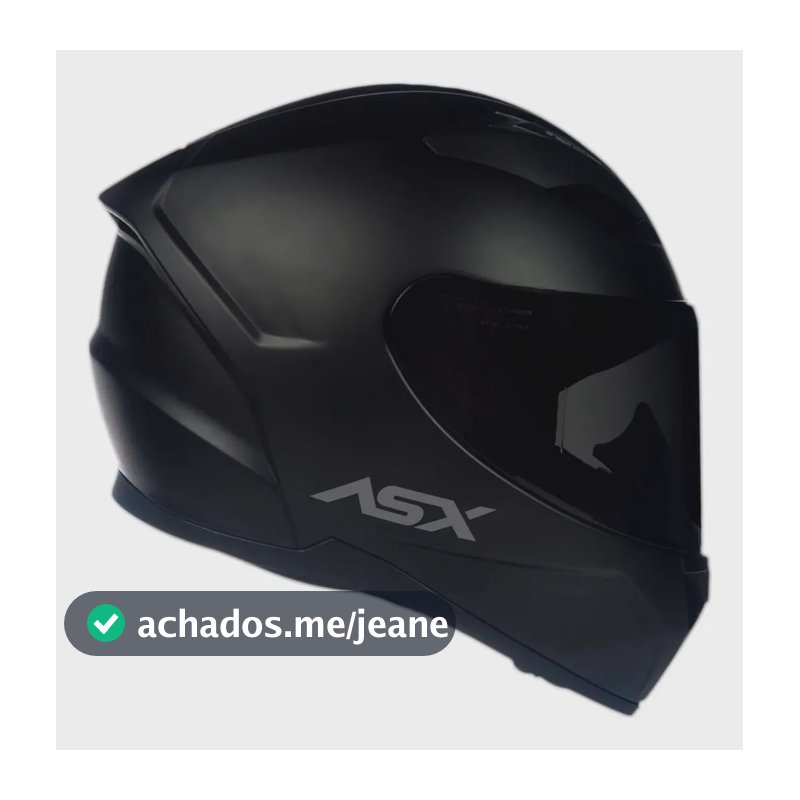Capacete moto fechado ASX City Solid Preto Fosco Tamanho 60/L